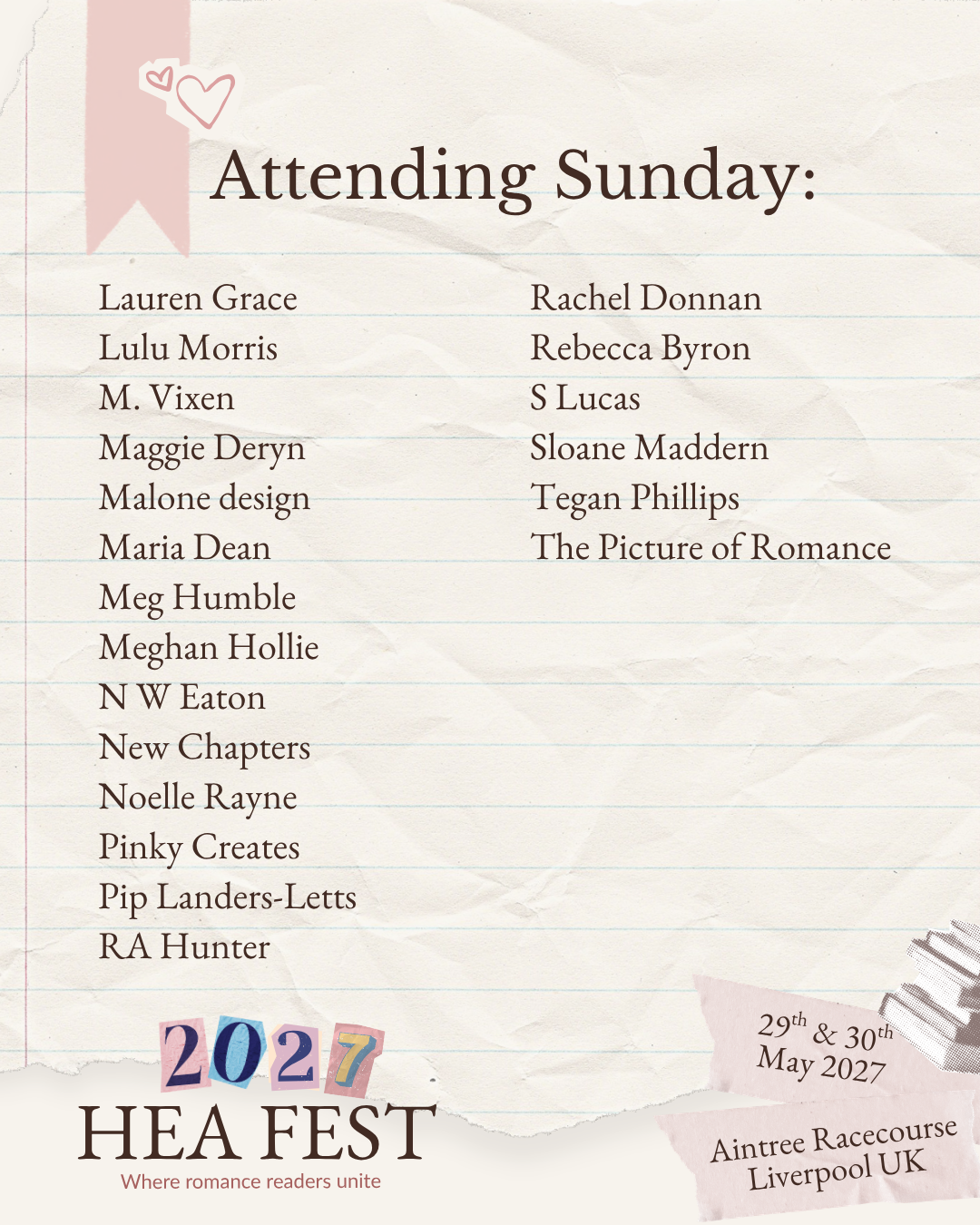 HEA FEST 2027: A Weekend of Romance Books, Authors & Fun in Liverpool (18+ Event)