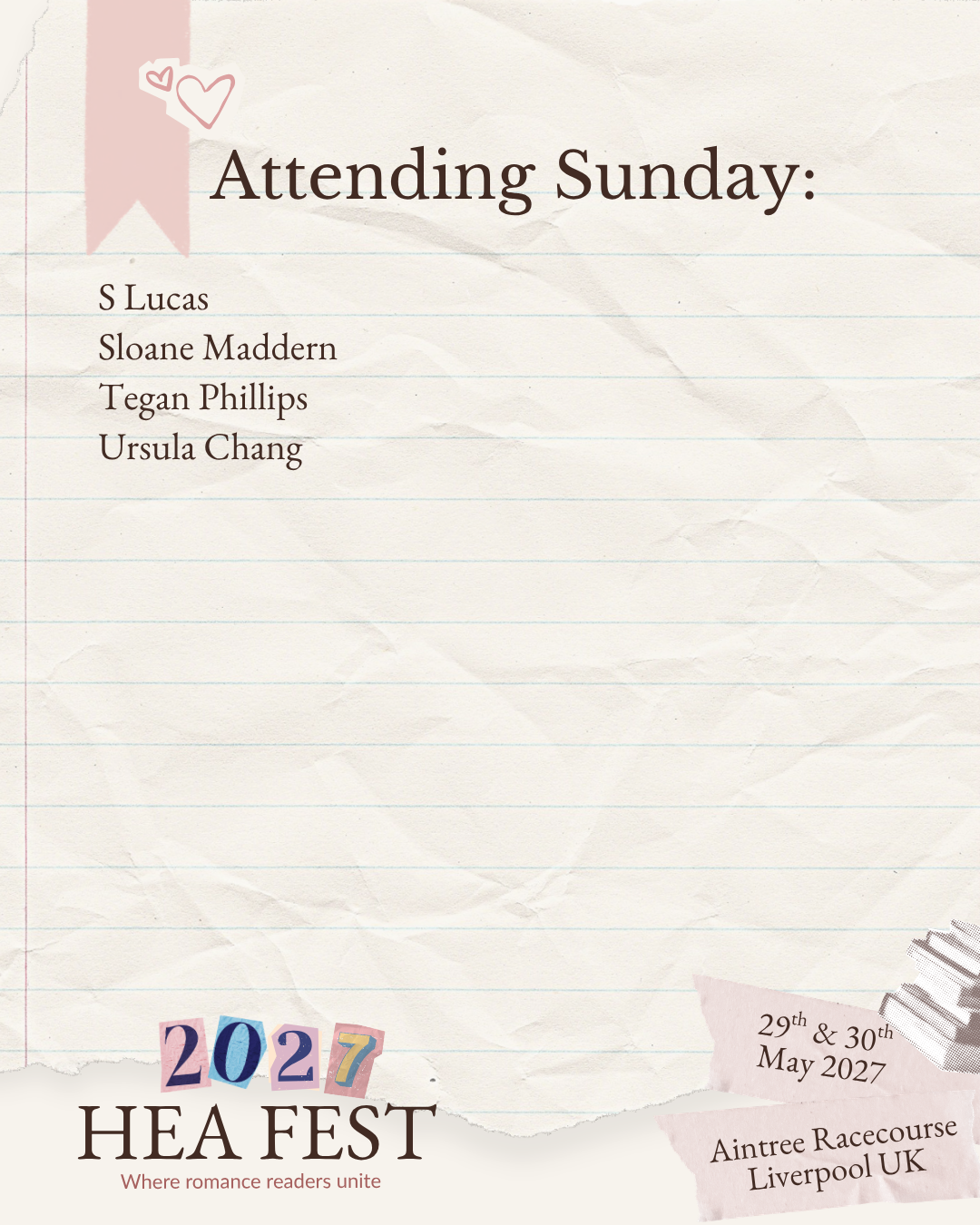 HEA FEST 2027: A Weekend of Romance Books, Authors & Fun in Liverpool