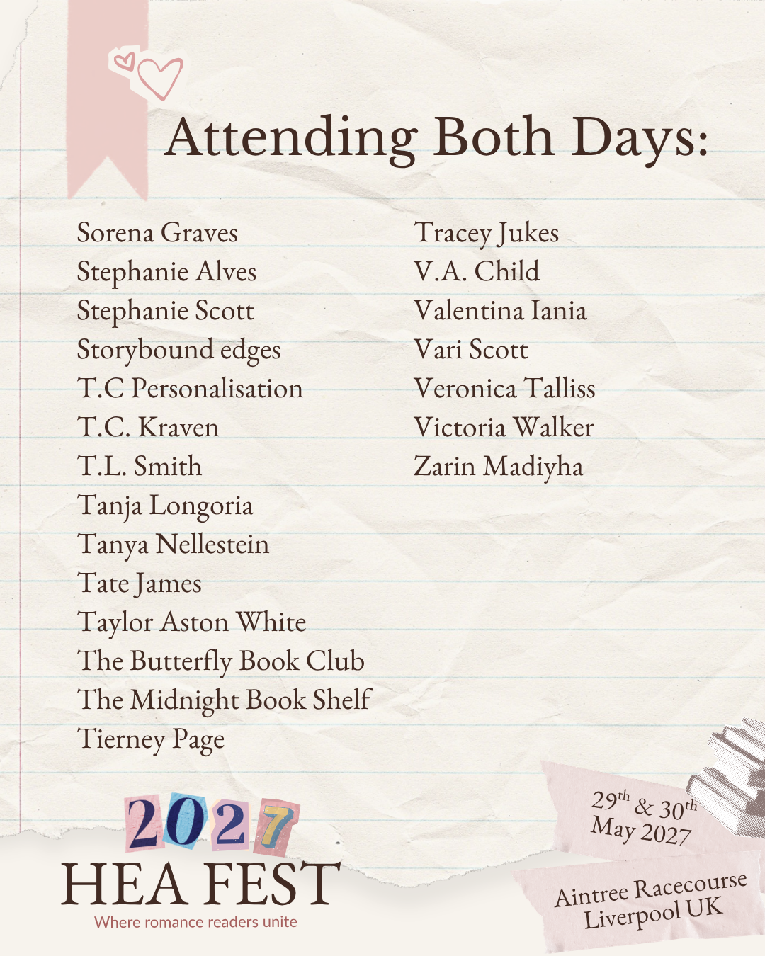 HEA FEST 2027: A Weekend of Romance Books, Authors & Fun in Liverpool (18+ Event)