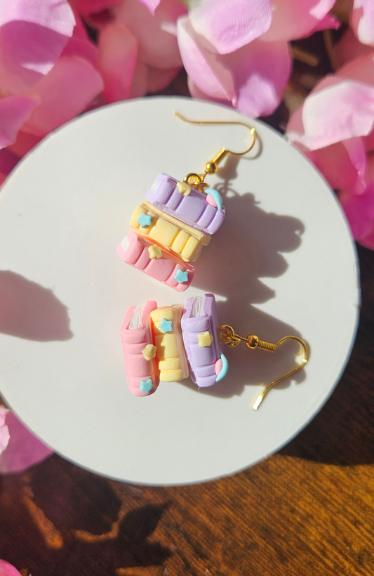 Pastel Galaxy Book Stack Earrings | HF 27